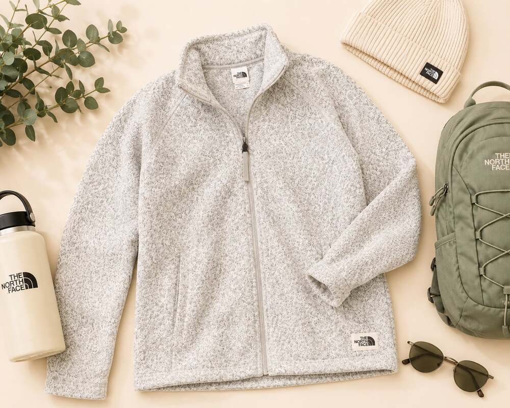The North Face Full Zip Fleece Jacket Women’s L Gray Heather Cozy Gorpcore - Picture 2 of 9